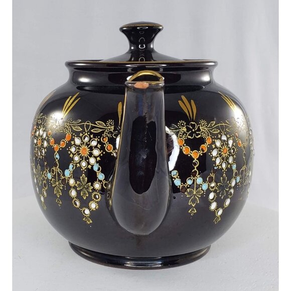 England Sudlow Teapot 3983 Black Dark Brown Vintage WWII Chipped - Picture 2 of 12